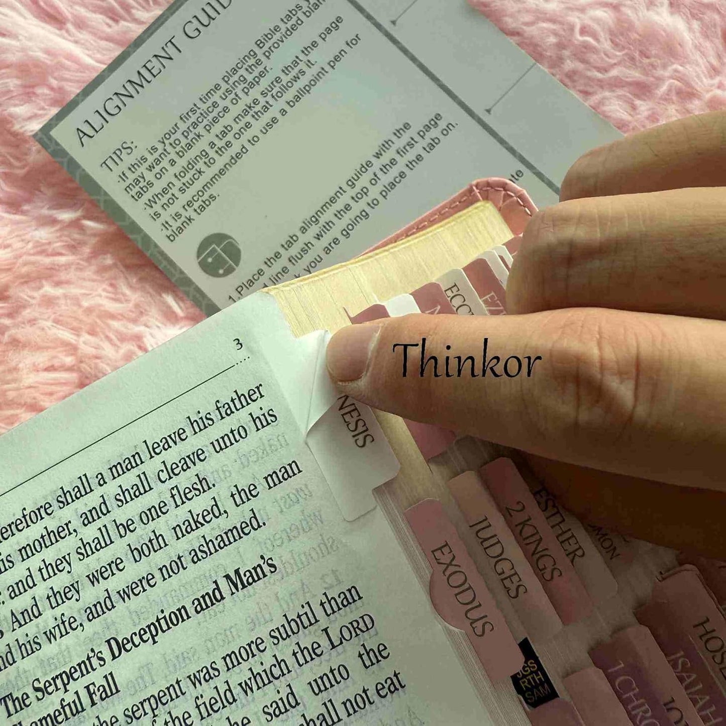 Thinkor- Repositionable Bible Tabs, 66 Pink Theme Laminated Tabs for Women, Thinkor for Study Bible