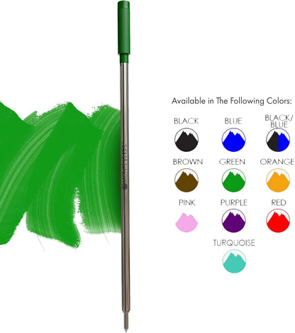 Monteverde USA Soft Ballpoint Refills to Fit Cross Pens, Medium Point, Green Ink, 2-Pack – Bold and Smooth Writing Solution