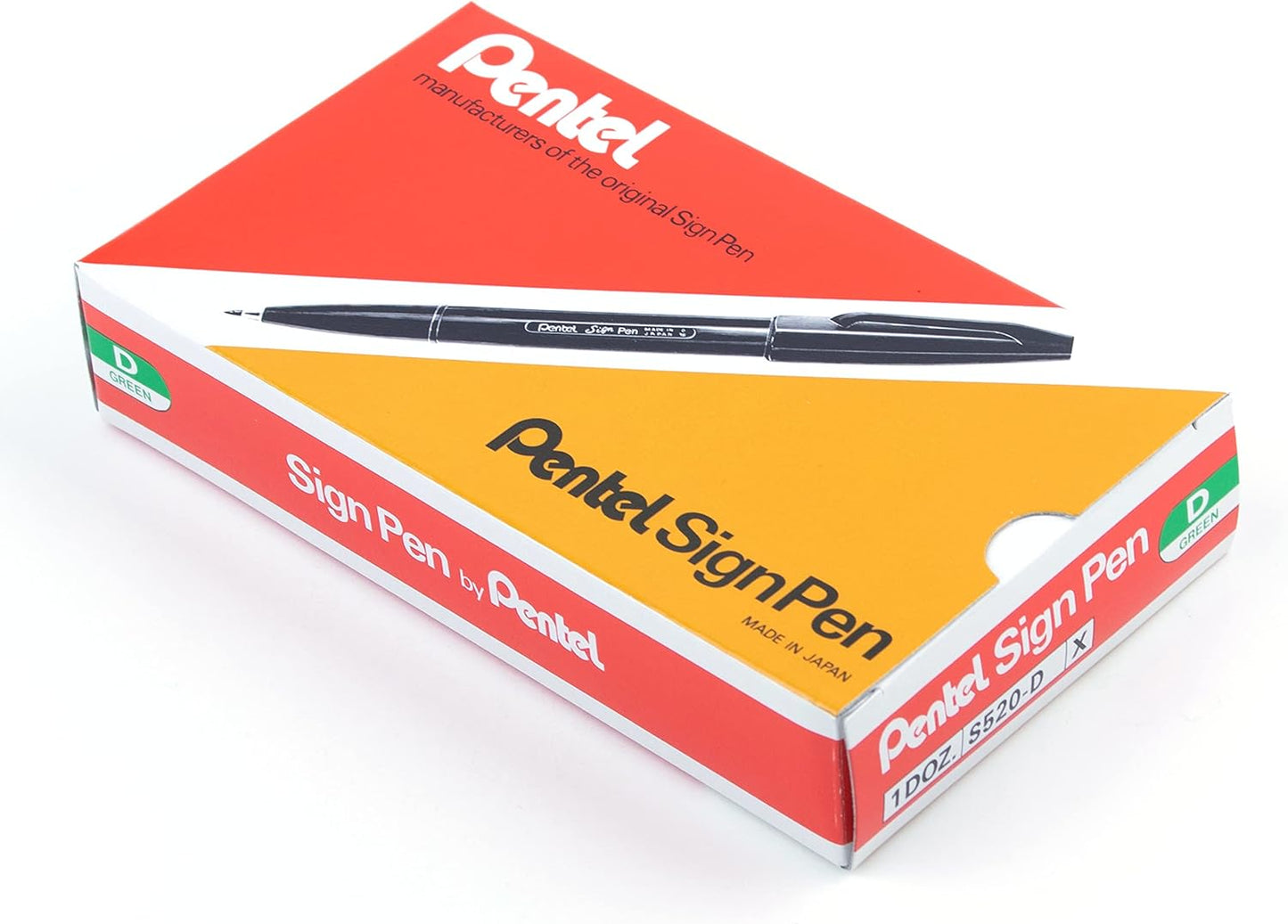 Pentel Sign Pen, Fiber-Tipped, Black Ink (S520-A), Box of 12