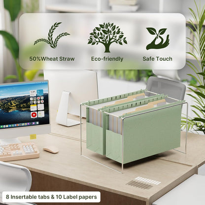 XINGIA Wheat Straw Reinforced Hanging File Folders Legal Size,4 Inch Expansion File Organizer,6 Pack Extra Capacity File Cabinet Folders for Bulky Files,Medical Charts,Filing Folders Hanging with Tabs