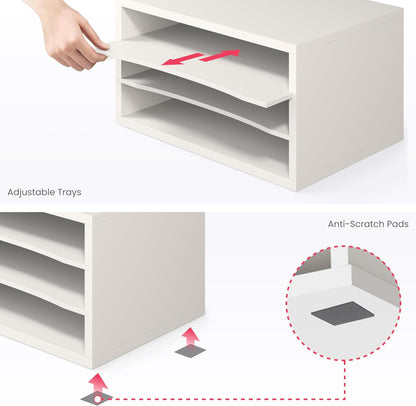 Ballucci 4-Tier Paper Organizer for Desk, Stackable Tray, Desk Storage Organizer Shelves, Stacking Letter Paper Tray Sorter for Classroom Office, Black