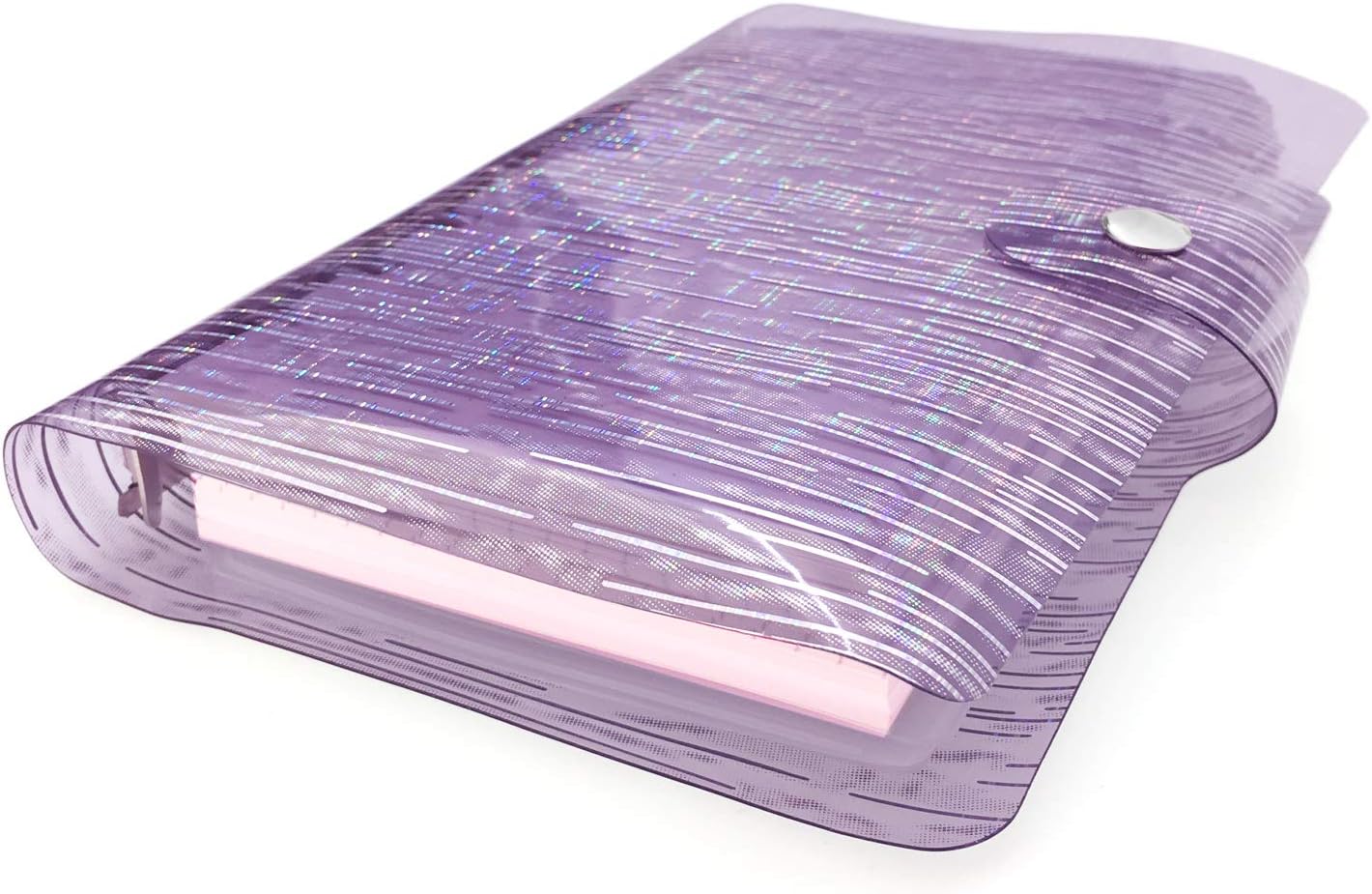 A6 A5 6-Holes Colorful PVC Cover Round Ring View Binder with Snap Button Closure File Folder for Loose Leaf Sheet Protectors Notebook Refill (Pink Daisy, A5 Mini Set) - Colors B