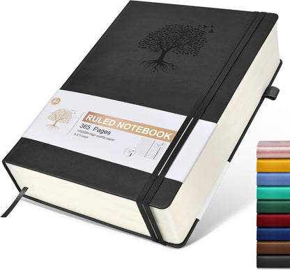 Lined Journal Notebook -365 Pages A5 Thick Journals for Writing Ruled Notebook, Hardcover Leather Journal for Women Men Daily Journal Notebook for Work, Note Taking, 100Gsm Lined Paper( 5.75'' X 8.38'' Green)