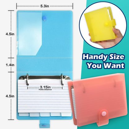 3x5 Lined Index Cards with Ring Binder Holder and Dividers, 100 Ruled Cards, Blue