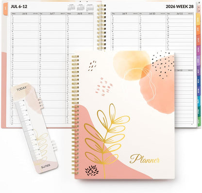 SUNEE 2026-2027 Appointment Book, Quarter-Hourly, Weekly & Monthly - from July 2026 to June 2027, 8.5"x11" Academic Planner, Flexible Cover, Note Pages, Bookmark, Spiral Binding, Black