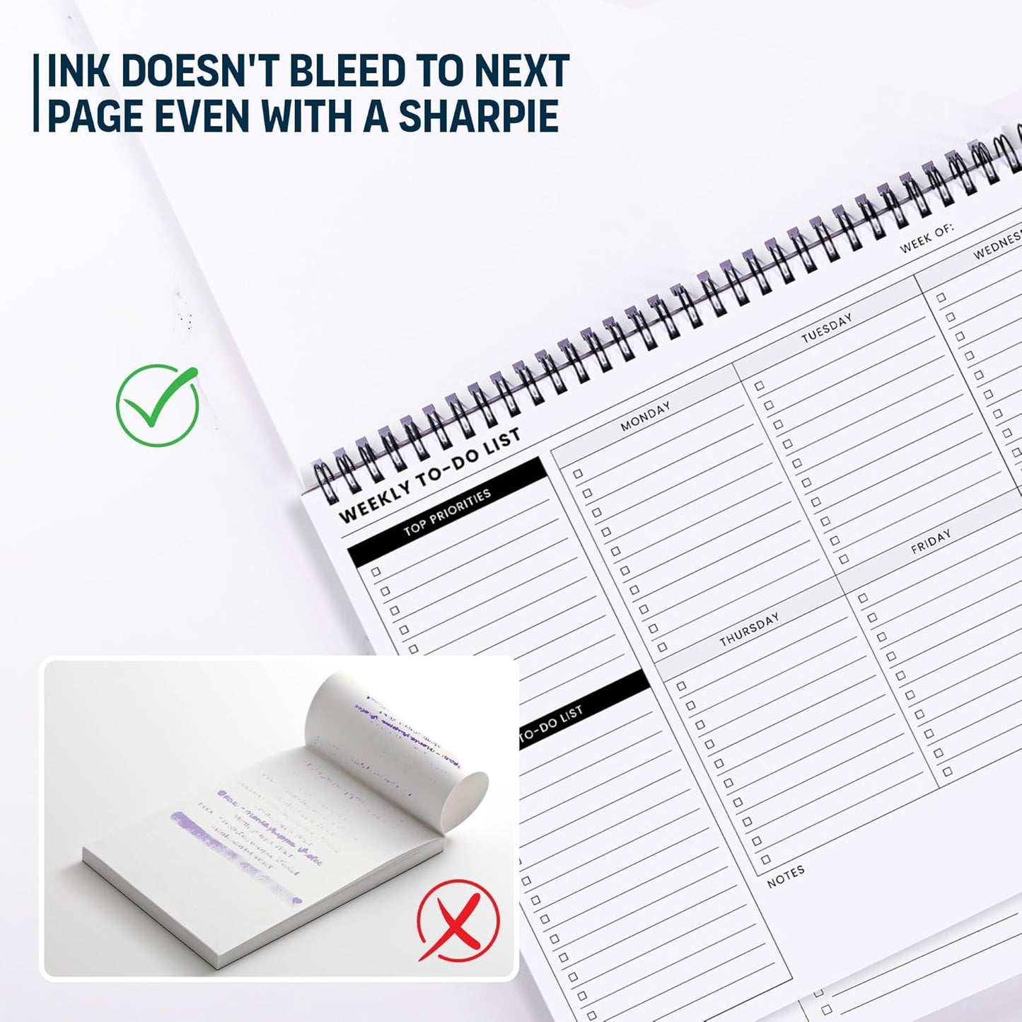 To Do List Notepad: With Multiple Functional Sections - 6.5 x 9.8" 60 Sheets - Spiral Daily Planner Notebook - Task CheckList Organizer Agenda Pad for Work - Note & Todo List Organization Notebooks