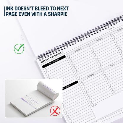 To Do List Notepad: With Multiple Functional Sections - 6.5 x 9.8" 60 Sheets - Spiral Daily Planner Notebook - Task CheckList Organizer Agenda Pad for Work - Note & Todo List Organization Notebooks