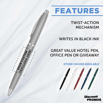Personalized Langham Ballpoint Pens, Set of 10/50/100 by DISCOUNT PROMOS - Black Ink, Great for Office, Business, Tradeshows - Black