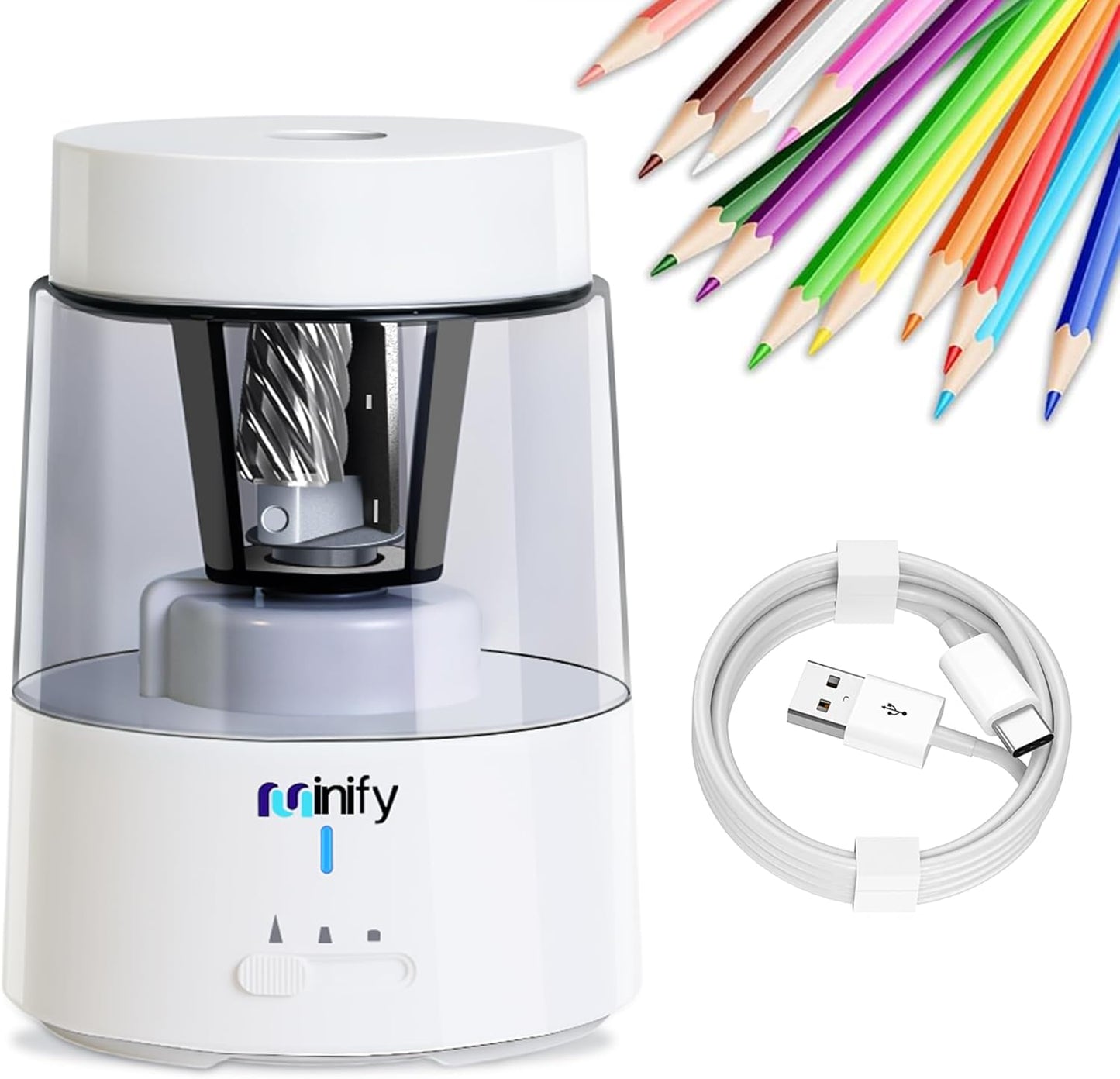 Pencil Sharpener Electric Pencil Sharpener Heavy Duty Blade Rechargeable Battery Powered Pencil Sharpeners for 6-8mm Colored Pencils Auto Stop Fast Sharpen in 3s (Black)