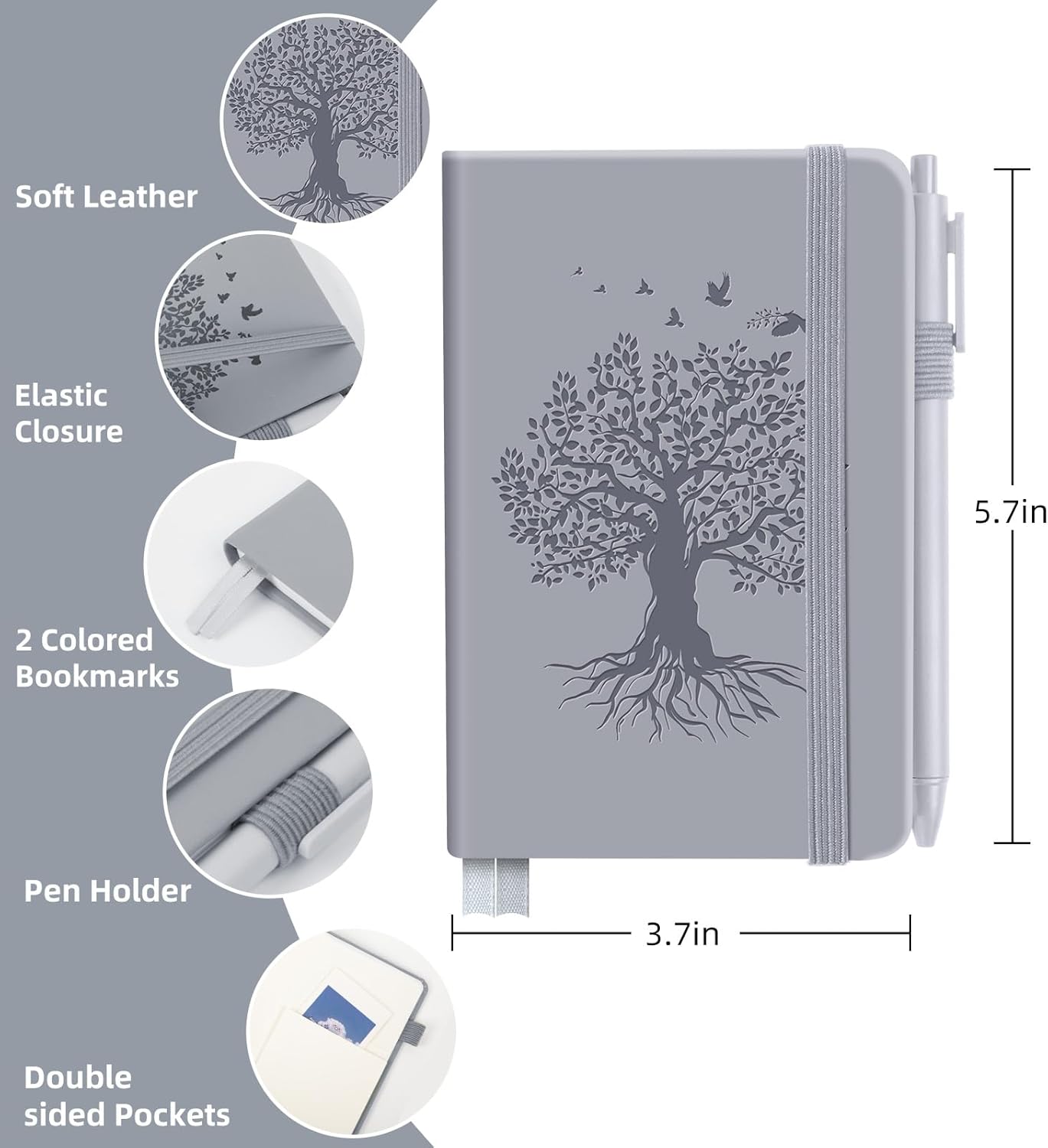 3 Pack Pocket Journaling Notebooks, A6 Small Notebook For Note Taking Journaling Notebooks Journals For Writing Mini Note Pads With Pen Holder 120 Pages 100 GSM Thick Paper(Nude, Brown, Forest Green)
