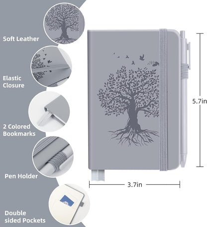 3 Pack Pocket Journaling Notebooks, A6 Small Notebook For Note Taking Journaling Notebooks Journals For Writing Mini Note Pads With Pen Holder 120 Pages 100 GSM Thick Paper(Nude, Brown, Forest Green)