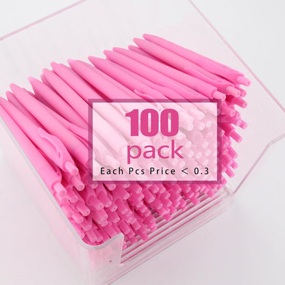 Deegtran 100 Pack No Bleed Black Barrel Click Pens, Wholesale Retractable Ballpoint, Medium Point, Smooth Ink, 1.0MM Black Ink