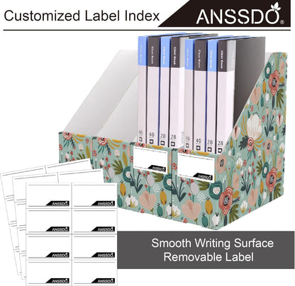 ANSSDO 6 Pack Cardboard Magazine Holder - Premium Magazine File Organizer, Large Volume Storage Box as Book Bins or Folder Holder for Desk - Teal Floral