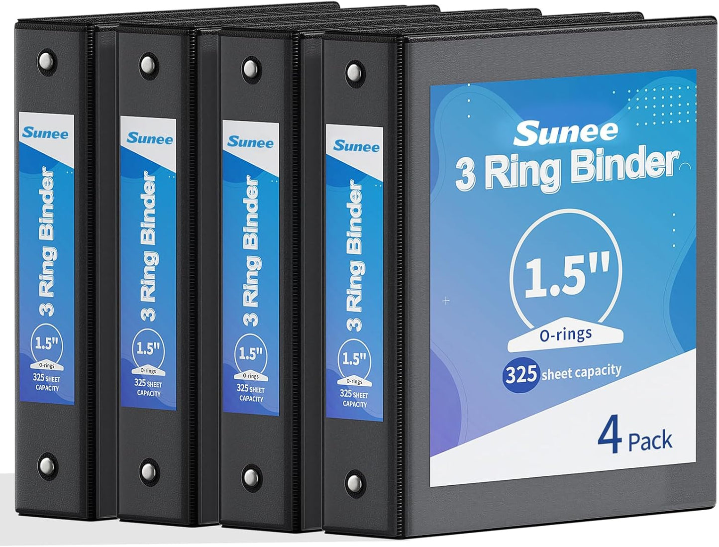SUNEE 1/2 Inch Binders 3 Ring 10 Pack Bulk, PVC-Free Clear View Half Inch Binders (Fits 8.5x11 Inches) for School, Office & Home Use, White