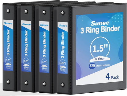SUNEE 1/2 Inch Binders 3 Ring 10 Pack Bulk, PVC-Free Clear View Half Inch Binders (Fits 8.5x11 Inches) for School, Office & Home Use, White