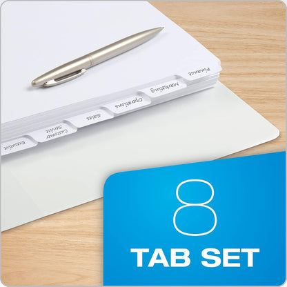 Oxford Binder Dividers for 3 Ring Binders, 10 Pack, 8-Tab Dividers, Write On Tabs, White Paper, 80 Total