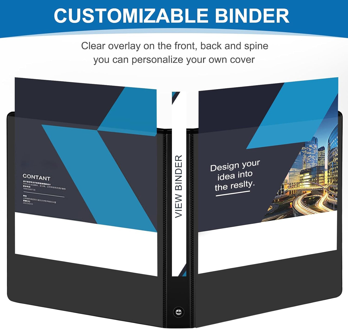1/2 Inch 3-Ring Binder, 0.5-inch Round Ring Binder with 2 Inside Pockets, 12 Pack White Binders, Clear View CoverBinder Holds 8.5'' x 11''Paper for Office/Home/Back to School