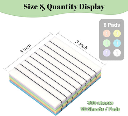 3x3 Inch Transparent Sticky Notes 300 Sheets, Clear Translucent Lined Self-Adhesive Memo Repositionable Reminder Pad for Office, College Students, Planners, Journals, School Supplies (Purple)