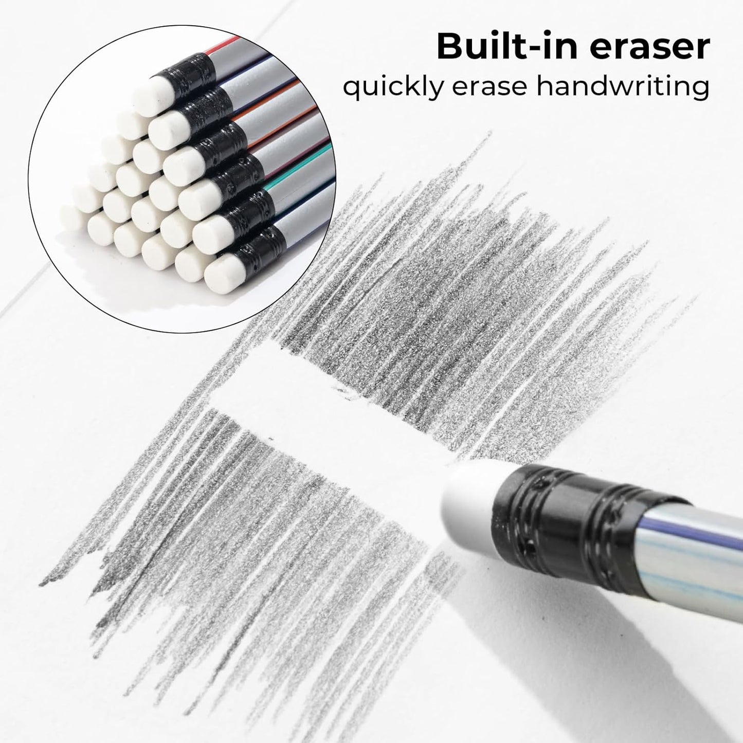M&G Wood-cased Pencils, 24 Count, Pre-Sharpened, #1 2B Pencils, Two-Tone Striped, Triangular, Graphite Pencils Bulk with Top Erasers, School Classroom Teacher Supplies, Writing, Drawing and Sketching