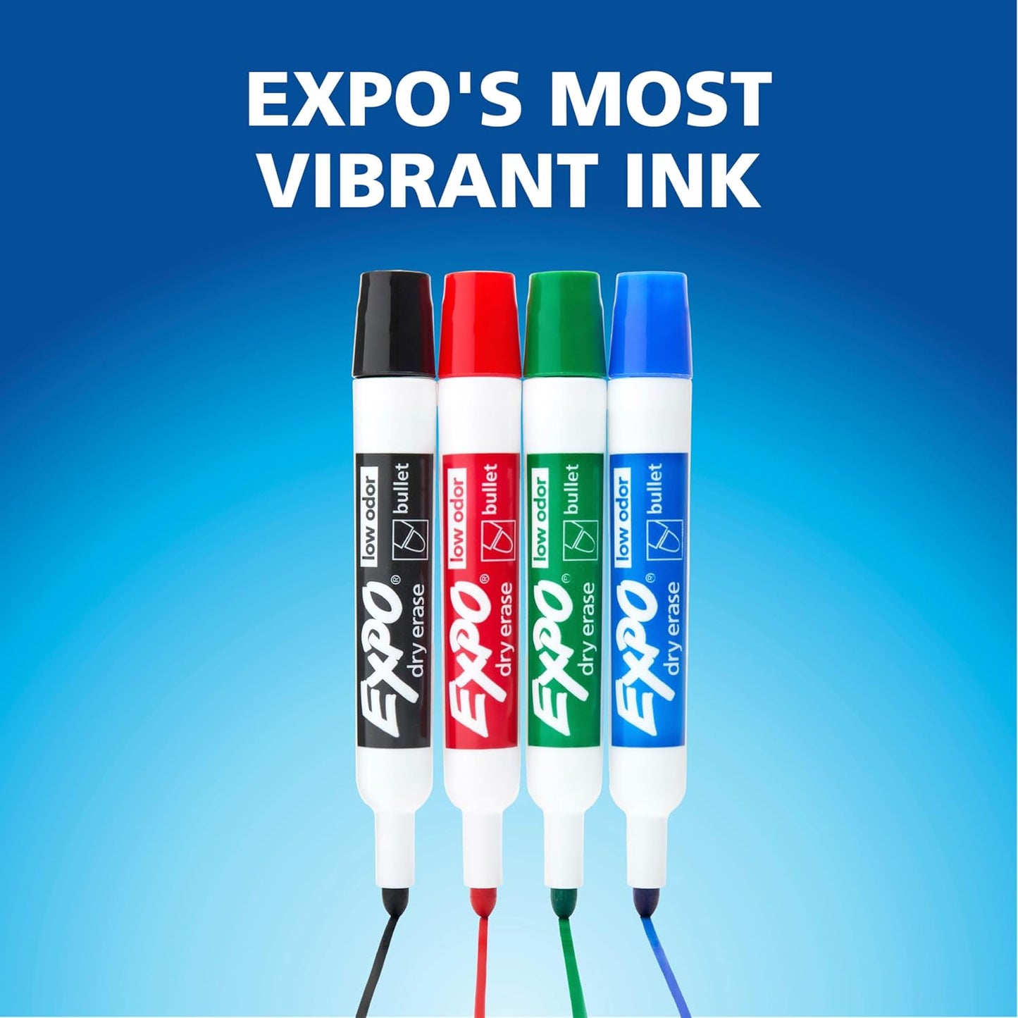EXPO Dry Erase Markers, Low Odor Ink, Blue, Bullet Tip, 12 Count - Whiteboard, Calendar, Organization, Essential Supplies for Office, School, Classroom, Teachers