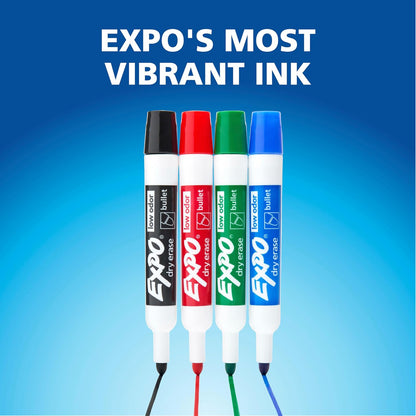 EXPO Dry Erase Markers, Low Odor Ink, Blue, Bullet Tip, 12 Count - Whiteboard, Calendar, Organization, Essential Supplies for Office, School, Classroom, Teachers