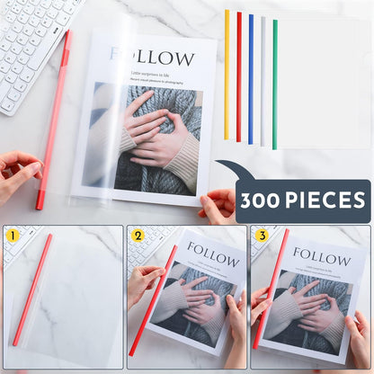 150 Pcs Bulk A4 Clear Report Cover with Sliding Bar 5 Colors Folder Binder Sliding Bar Files Classification Transparent Resume Clipbar Presentation File Folders for School and Office