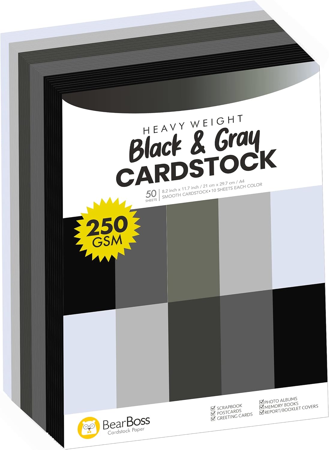 BearBoss Brown Cardstock Paper 8.5x11 50 Sheets, Heavyweight 92lb Cover for Crafts DIY Cards Making