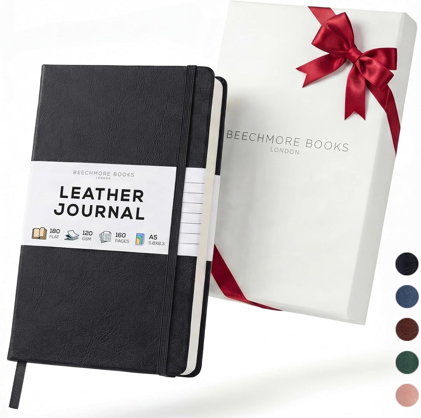 BEECHMORE BOOKS Large Lined Journal Notebook, 8.5" x 11.5" (A4) Hardcover Vegan Leather Executive Diary for Work, Thick 120gsm Paper, Lay-Flat Binding, Gift Box