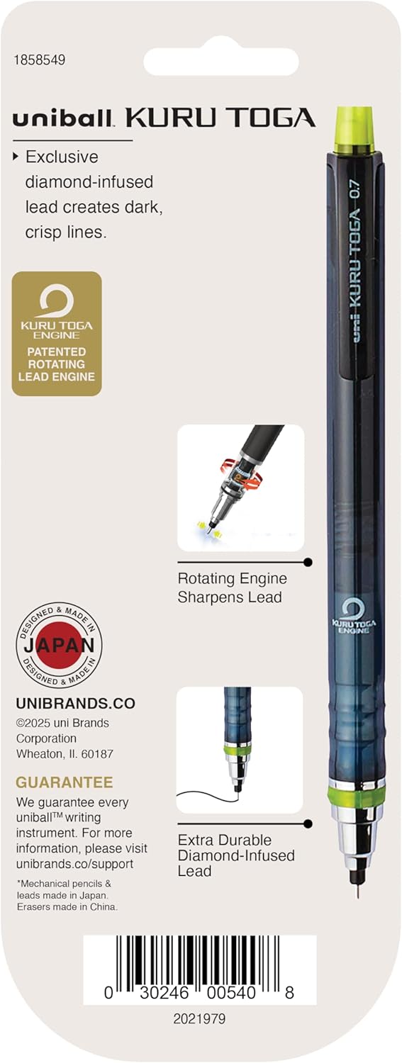 uniball Kuru Toga Mechanical Pencil Starter Kit, 0.7mm HB#2, 1 Pack