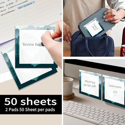 Sticky Notes 3x3 Inch, 2 Pads Cute Self-Stick Note Pads, Strong Adhesive Notepads for Office, Home, School, Organization and Reminders Watercolor Wildflowers