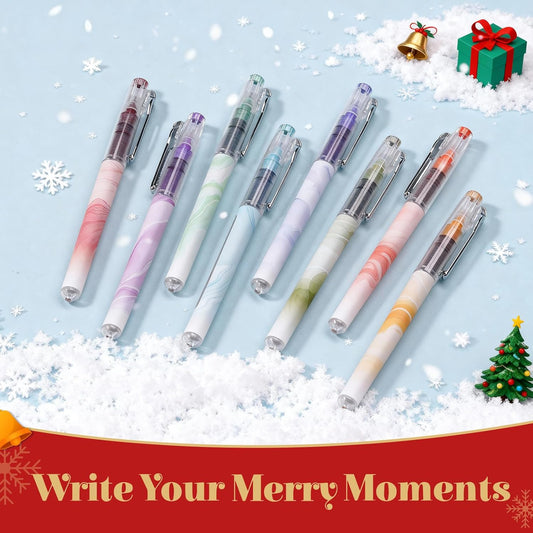 WRITECH Liquid Ink Rollerball Pens: 8ct Assorted Colors Extra Fine Point Tip 0.5mm Roller Ball Rolling Pen for Smooth Writing Coloring Drawing Journaling No Bleed & Smear &Smudge Multi Colored.