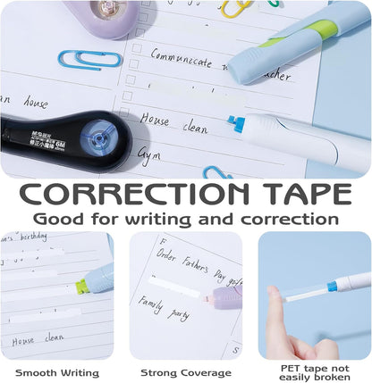 M&G 6Pcs White Correction Tape Pens, 19.7Ft Retractable Pen Shaped Smooth Pull Out Tape Pen for Instant Correction, Tear-Resistant Portable Applicator Easy to Use for School Office Supplies (6M Each)