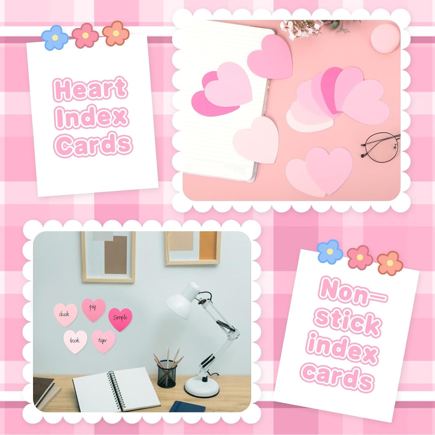 300 Pcs Index Card Heart Shaped Note Cards Blank Index Cards 3x3 Pink Note Cards Colors Study Cards Blank Business Cards Colorful Cardstock Greeting Cards For School Learning Office Game