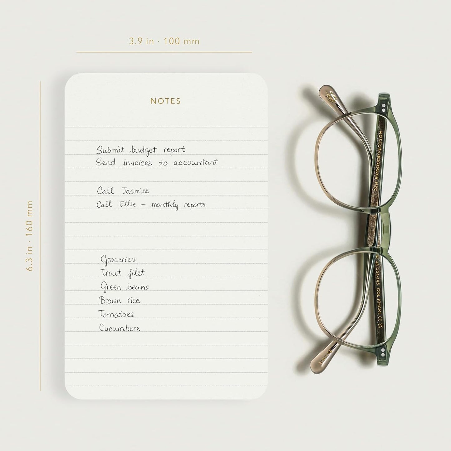 Pinesman - Elegant Desk Notepads for Professionals, Executive's Memo Pads, Minimalist, Gold Foiled, Lined Layout, 3 Pack, 225 Sheets Total (75 Each), 6.3" x 3.9”, 80 GSM, Eco-friendly, FSC™ Certified