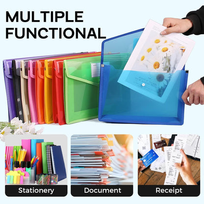 Plastic Expanding File Folder, Folders for Documents, Transparent Envelopes with Elastic Closure, File Folder Organizer Holder, Large Capacity, Fit Letter/A4 Size (2Pcs)