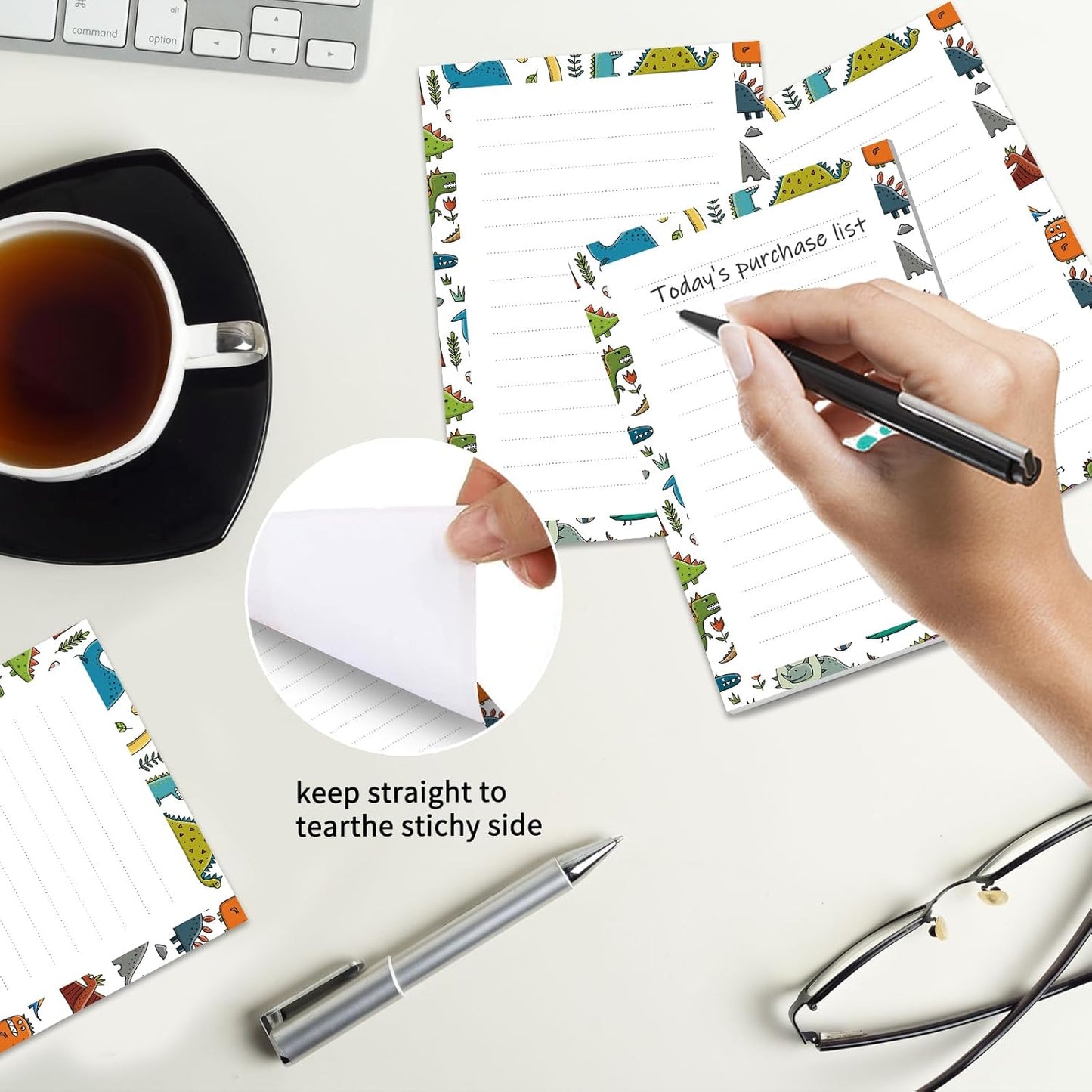 2 Pack Sticky Notes 4x6 in, Funny Large Notepads with Lines, Cute Self-Stick Memo Note Pads for Office, Home, Meeting Luxury Boho Flowers