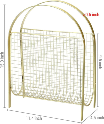 MyGift Magazine Rack, Floor Freestanding Magazine Holder for Bathroom Bedroom Office, Books Newspapers File Mail Organizer, Mid Century Modern Decor Wire Storage for Tablets and Documents