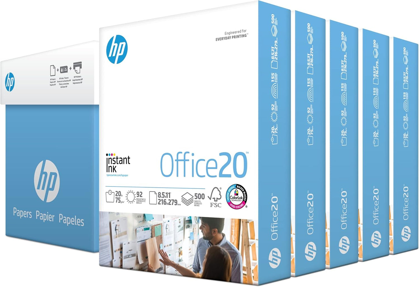 HP Printer Paper | 8.5 x 11 Paper | Office 20 lb | 3 Ream Case - 1500 Sheets | 92 Bright | Made in USA - FSC Certified | 112090C, White