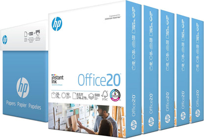 HP Printer Paper | 8.5 x 11 Paper | Office 20 lb | 3 Ream Case - 1500 Sheets | 92 Bright | Made in USA - FSC Certified | 112090C, White