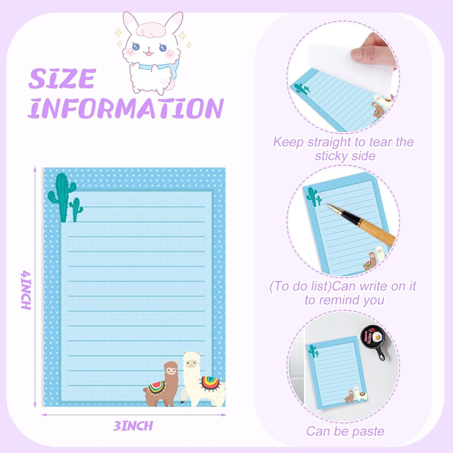 Gilprop 24 Pack Cat Sticky Notes Gift 3x4 Inch Cute Self Stick Notepads Adhesive Cartoon Cat Memo Pad Fun Kawaii Animal Sticky Notes for Teacher Women Valentines Office Home Christmas Pet Lover Gift