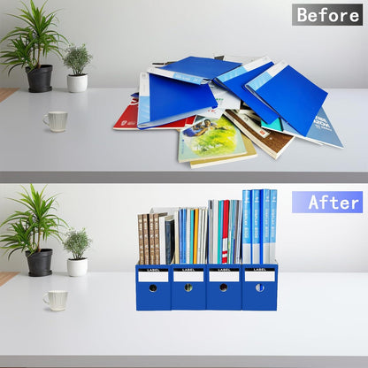 Limitliho 2 Pack Black Cardboard Magazine File Holder for Desktop, Book Bins for Classroom Library, Office or Home, Vertical Paper Boxes for Storage with Label(10.6" H x 10.2" L x 3.5" W in)