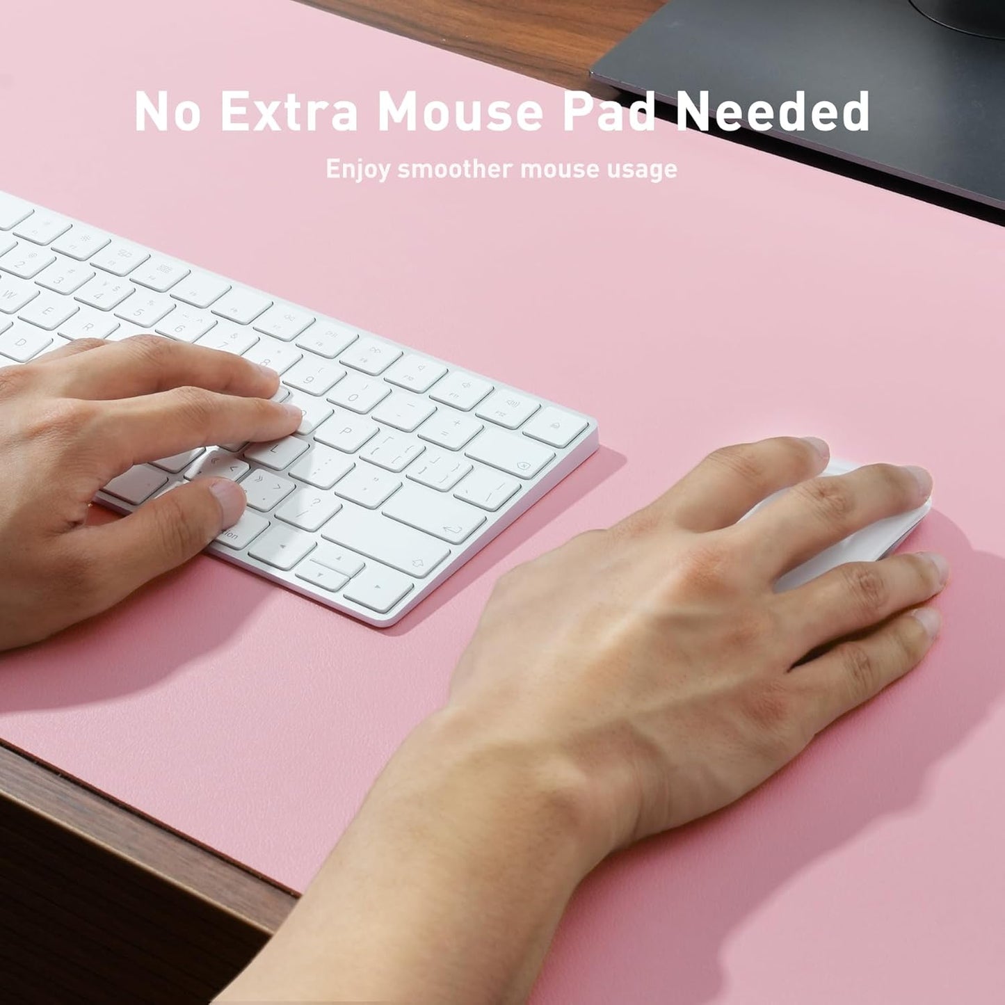 Aothia Non-Slip Waterproof PU Leather Desk Pad Protector for Mouse, Writing Desk, Office, Home, Laptop Blotter, 23.6" x 13.7", Black - Colors A