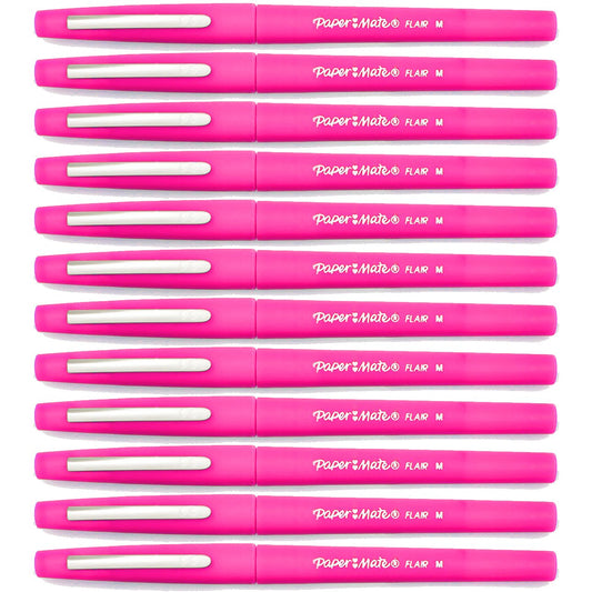 Paper Mate Flair Felt Tip Pens, Medium Point 1.0mm (12-Pack, Pink)