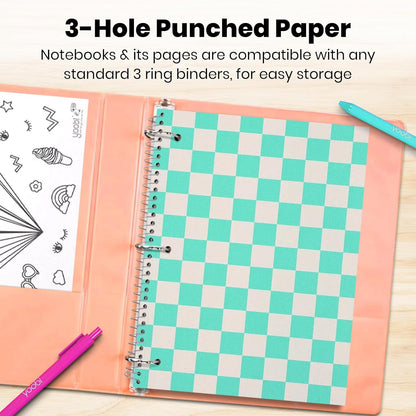 Yoobi College Ruled 8 x 10.5” Spiral Notebook Set – 3-Pack of 1 Subject Notebooks, Pink, Purple & Black Celestial Patterns – 150 Perforated 3-Hole Punched Sheets