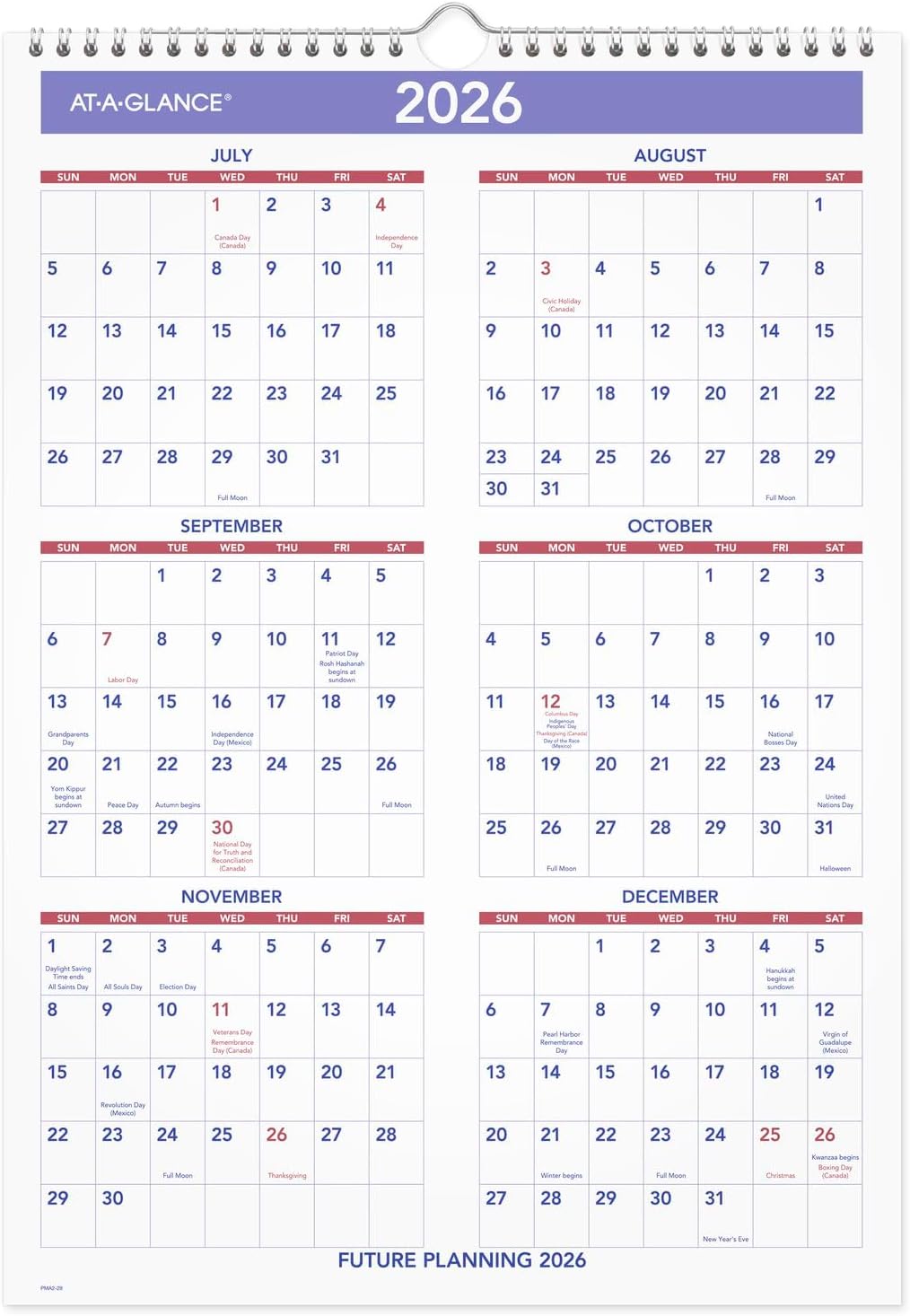 AT-A-GLANCE Wall Calendar 2026-2027 Planner, Academic 12-Month July-June, Monthly, 15-1/2" x 22-3/4", Ruled Daily Blocks (AY328)