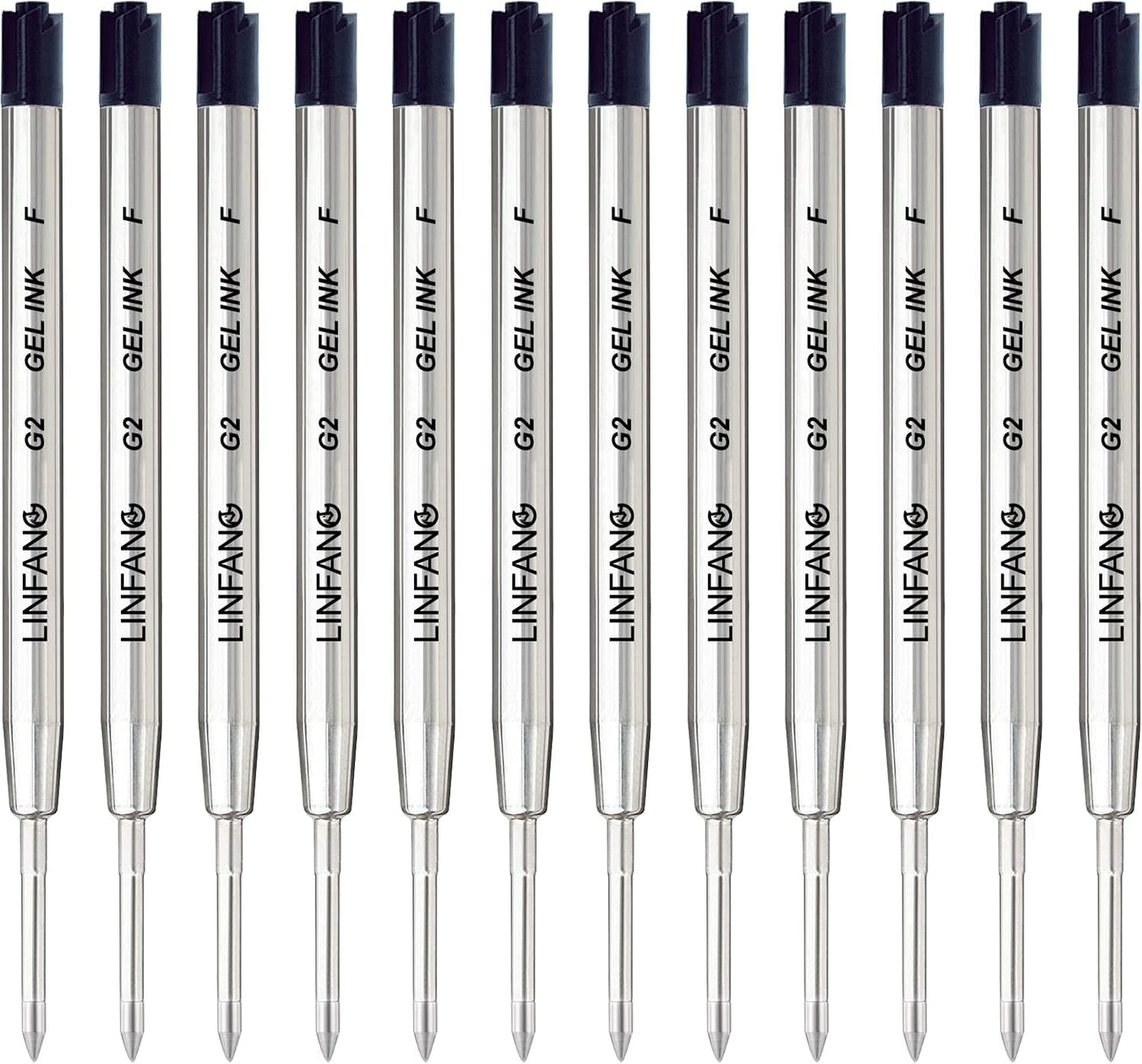 Black Gel Ink Pen Refills Ballpoint Black, 12 Pack Gel Pens Refills Fine Point 0.5mm Tip Smooth Writing Pen Refill (12 Black)