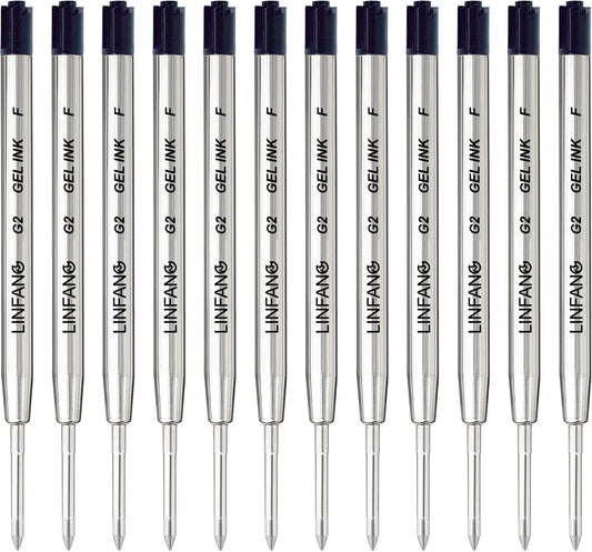 Black Gel Ink Pen Refills Ballpoint Black, 12 Pack Gel Pens Refills Fine Point 0.5mm Tip Smooth Writing Pen Refill (12 Black)