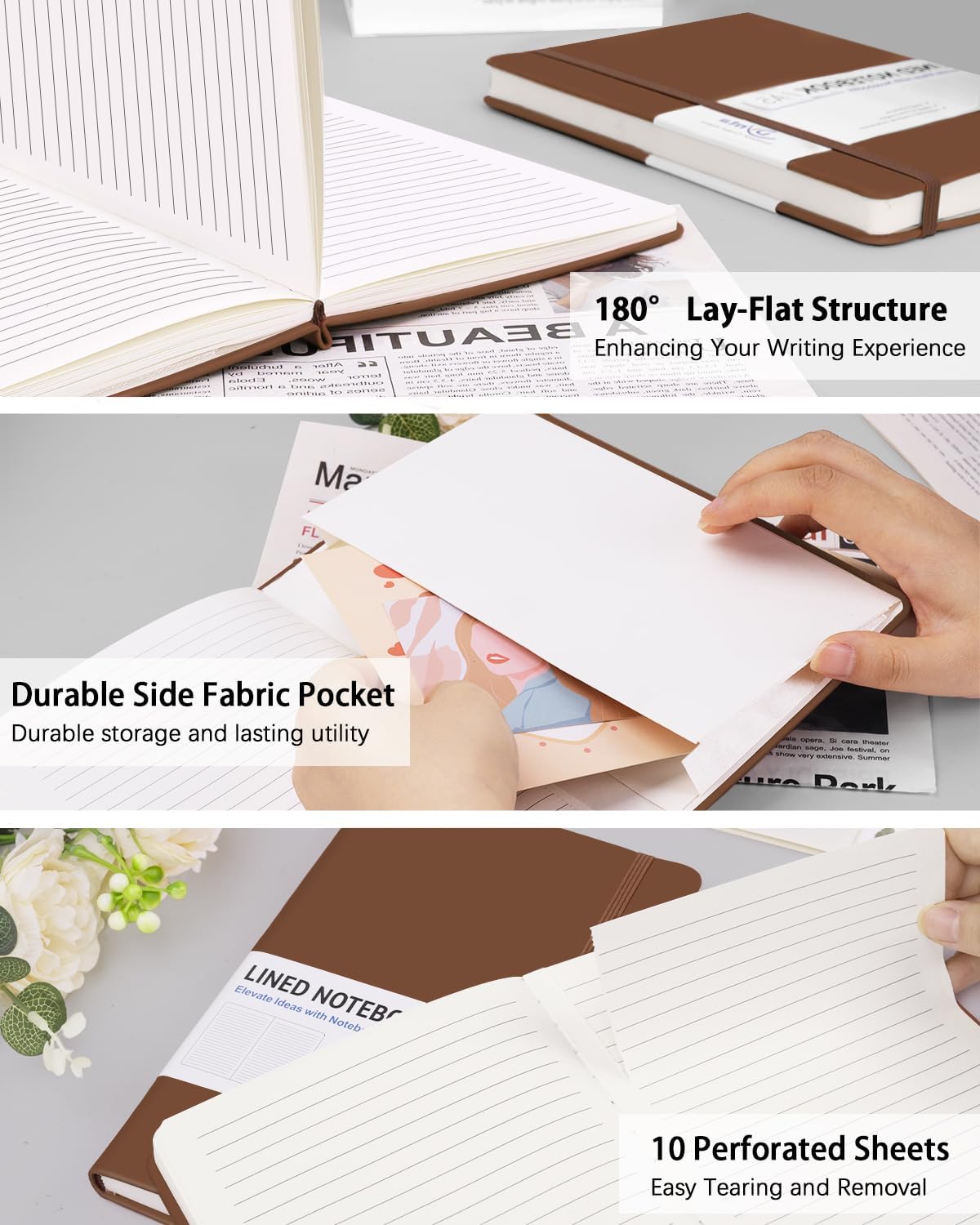 Dynta Hardcover Journal Notebooks, 10 Packs A5 Lined Journals Bulk for Writing 200 Pages/100Sheets, 8.4 x 5.8 inch, 10 Colors Classic Ruled Notebook for Work/Travel/College/Note Taking