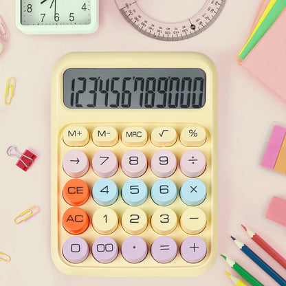 Mechanical Switch Calculator with Big Buttons, Calculators Desktop, 12 Digits, Large LCD Display, Desk Calculator, Cute Pink Calculators for Teachers Students Basic Office (Pink)