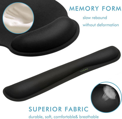VAGAU Premium Keyboard Wrist Rest and Mouse Pad Wrist Support, Ergonomic Memory Foam Set for Office, Laptop, Mac, Computer and Gaming, Comfortable Typing &Wrist Pain Relief (2 Pack)
